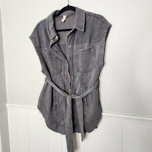 PILCRO Anthropologie Grey Belted Vest Jacket